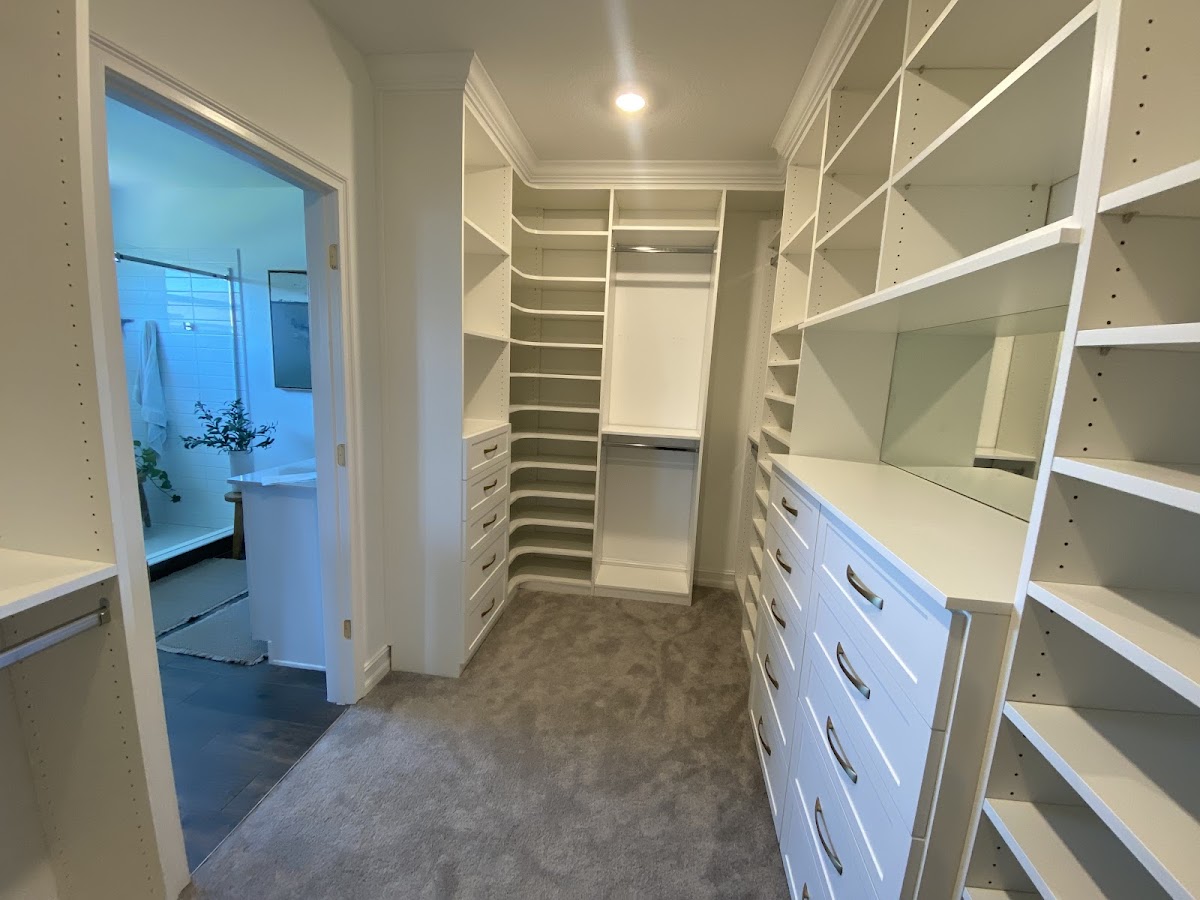 Custom walk-in closet installation by Dream Closets in Sarasota